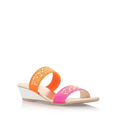 Multicoloured 'Sage' mid heel wedge sandals